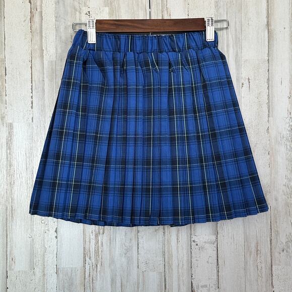 Wild Fable Plaid Pleated Mini Skirt XS Blue Black Preppy Schoolgirl Academia Y2K - Picture 2 of 7
